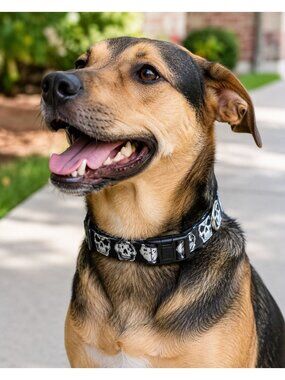 Skull Pattern Dog Collar 14"-20" Adjustable Medium Coastal Pet Black & White